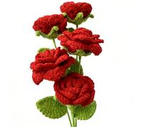 XineYuor Flores de ganchillo, 5 unidades de flores de ganchillo, adornos de flores de ganchillo hechos a mano, flores artificiales para el día de la madre, niñas, regalo de boda, ramo de aniversario