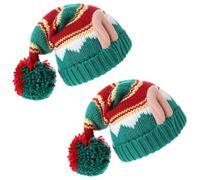 XineYuor Gorro de Elfo, 2PCS Gorro Navidad de Elfo con Oreja,Sombreros Elfo de Navidad Disfraz de Duende Rojos y Verde Gorro Disfraces Accesorios