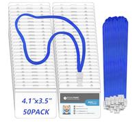 xinfedi Porta Tarjetas Identificativas con Correa de Cuello, 50 Cordones para Cuello con Tarjetero Colgante Horizontale, Funda Tarjeta Trasparente Impermeabile per Oficina, Negocios, Escuela