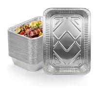 Xinfuquan 15 Piezas Bandejas Aluminio Grandes 4900ml,37x26.5x7cm- Bandejas para Hornear de Papel de Aluminio Cuadradas para Horno, Asar, Vocinar