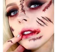 Xinfuquan Tatuajes Temporales,Halloween Zombie Cicatrices Tatuajes Pegatinas 10 Hojas con Falso Scab para Cara y Cuerpo Carnaval Cosplay Adhesivos Heridas Sangre Especial Fx Costume Maquillaje Props