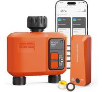 XinFuture Programador Riego WiFi 2 Salidas con 300 Metros RF, WiFi Supercobertura, Sistema de Riego para Jardín con Retardo de Lluvia, Control por Aplicación y Voz, Temporizador Automático