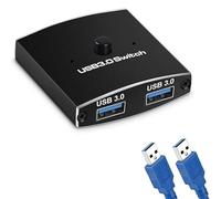 Xingdianfu USB 3.0 Selector de conmutador KVM Switch 5 Gbps 2 en 1 Salida USB Splitter USB 3.0 Zwe V7J5 para 2 computadoras Compartir Teclado Mouse Impresora, con 2 Cables USB