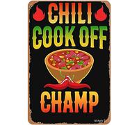 XingFox Campeón del concurso de chili, cocina picante texana, letreros metálicos rojos sureños vintage para cocina, cueva de hombre, granja, bar, arte de pared, regalo para club, 8x12 pulgadas