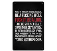XingFox Cartel de metal con frase Sé un león para gimnasio, decoración de pared para cueva de hombre, 20 x 30 cm.