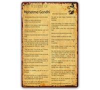 XingFox Cuadro decorativo de pared con citas de Mahatma Gandhi, estilo vintage, de metal, ideal para decoración de baños y cocinas. Lámina rectangular de 8x12 pulgadas.