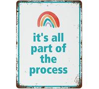 XingFox Divertido cartel de hojalata vintage de metal The Process Rainbow, póster retro motivacional para decoración de pared de hogar, cocina, bar, cafetería, 8 x 12 pulgadas