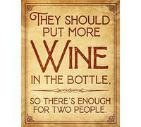 XingFox Letrero de hojalata Deberían poner más vino en la botella - Decoración de pared de metal vintage nostálgica de 20 x 30 cm