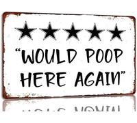 XingFox Letrero de hojalata Five Stars Would Here Again, decoración de pared para baño, letreros metálicos divertidos, arte de pared para baño, 8 x 12 pulgadas