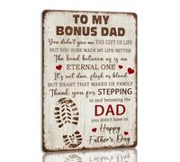 XingFox Letrero de hojalata To My Bonus Dad, Grateful Heart Father's Day, Letrero de metal, Special Home Decor, Day Father's Day, Day Father's Day, 8 x 12 pulgadas