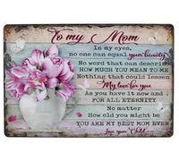 XingFox Letrero de metal A mi mamá, ama a tu hijo, decoración de pared para el hogar, placa artística retro vintage (amor), 20 x 30 cm