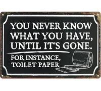 XingFox Letrero decorativo divertido para baño, estilo rústico de granja, con frases: «Nunca sabes lo que tienes, hasta que lo pierdes». Letrero metálico de hojalata de 20 x 30 cm.