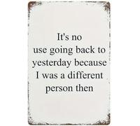 XingFox Letreros de hojalata retro vintage No sirve de nada volver al ayer para decoración de pared de casa, garaje, granja, jardín, bar, café, cocina, 8 x 12 pulgadas