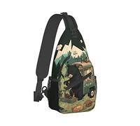 XingFox Mochila bandolera Camper Bear para mujer y hombre, estilo casual, ideal para viajes y senderismo.