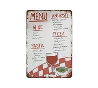 XingFox Póster de menú italiano, pasta, pizza, estética de cocina, divertido, mejor decoración vintage para el hogar, letreros de hojalata de metal, perfectos para carteles de bar, 12 x 8 pulgadas
