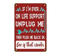 XingFox Si alguna vez necesito soporte vital, a ver si funciona. Letrero metálico con broma sarcástica para la oficina en casa, el despacho, el garaje o la sala de juegos (20x30 cm).