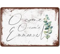 XingFox Tipos de himno imprimible Cristo Cristiano Navidad Oh Ven Emmanuel para cafetería hogar sala de estar dormitorio cocina jardín garaje cafetería bar pub cartel de hojalata 8x12 pulgadas