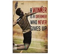 XingFox Un ganador es un soñador que nunca se rinde por su café. Hogar, sala de estar, dormitorio, cocina, jardín, garaje, cafetería, bar, pub, letrero de hojalata de 8 x 12 pulgadas.