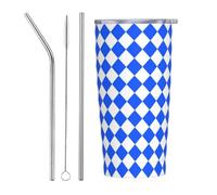 XingFox Vaso térmico de acero inoxidable Blue White Diamond de 20 oz, taza de café de viaje para hombres y mujeres. Regalos.
