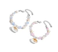 XINGLIDA 2 Pack Sea Themeed pulsera proporciona comodidad moda mujer pulsera diaria adecuada para el día a día y fiesta concha natural conjunto de joyas para mujeres