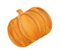 XINGLIDA Bandeja de servir en forma de calabaza de madera para fiestas de Halloween, indispensable, resistente, apta para alimentos, organizador de 2 tamaños, organizador pequeño y grande