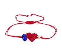 XINGLIDA Braided Red Cord Adjustable Bracelet with Heart Shape and Blue Evil Eyes Bead Meaningful Spiritual Jewelry Crafted Bead Woven Bracelet, talla única, como se describe