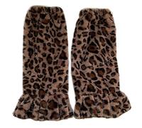 XINGLIDA Calentadores de piernas de punto, 1 par de pantorrillas para mujer, diseño de leopardo, de felpa, estilo japonés, calcetines de piernas con volantes, Estampado De Leopardo Profundo, Etwa 45