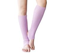 XINGLIDA Calentadores de piernas de punto para mujer y niña, ballet, estribos, calentadores de piernas de punto acanalado latino hasta la rodilla, Taro morado, Ungefähr 43 cm lang
