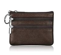 XINGLIDA Cartera de piel con doble cremallera, para tarjetas de identificación de negocios, tarjetas postales, notas, organizador de almacenamiento para el día del padre, marrón, Sehen Sie sich