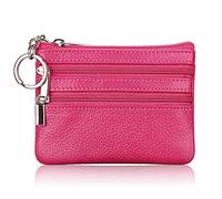 XINGLIDA Cartera de piel con doble cremallera, para tarjetas de identificación de negocios, tarjetas postales, notas, organizador de almacenamiento para el día del padre, Rosa rojo., Sehen Sie sich