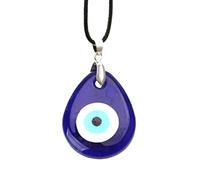 XINGLIDA Collar de ojos de demonio de moda, cuerda de cera europea y americana, ojo azul pavo redondo en forma de lágrima, collar largo colgante blanco blanco