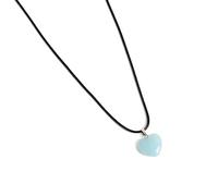 XINGLIDA Collar verde europeo de piedra natural colgante de piedra de corazón largo de cera collar de cuerda de cera joyería luminosa para hombres