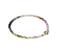 XINGLIDA Delicada pulsera de cuentas de cristal de turmalina multicolor para mujer, elegante pulsera apilable de 2 mm, joyería de cadena de muñeca, Size reference picture, Acrílico
