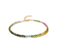 XINGLIDA Delicada pulsera de cuentas de cristal de turmalina multicolor para mujer, elegante pulsera apilable de 2 mm, joyería de cadena de muñeca, Size reference picture, Acrílico