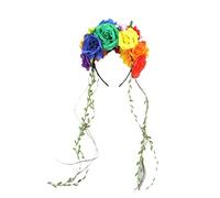 XINGLIDA Diadema para el pelo, diseño de flores de Halloween, banda lateral delgada con hojas, bonita diadema en forma de flor para niñas