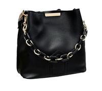 XINGLIDA Elegante bolso de piel sintética de color liso con asa de cadena para mujer, correa ajustable, bandolera simple, Negro , Sehen Sie sich dieses Video Jahr