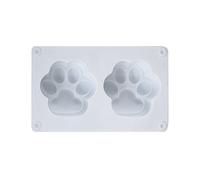 XINGLIDA Lindo molde de silicona con forma de huellas de gato para velas, 2 huecos para patas de gato, pudín de chocolate, galletas, molde de fundición de resina epoxi