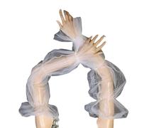 XINGLIDA Mangas de novia de tul mangas abullonadas para dama de honor guantes sin dedos largos para bodas, fiestas de prometencia, calentadores de brazo de encaje