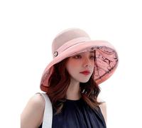 XINGLIDA Moda Fishermut Amplia Brim Sun Con Decorativo Madera Plegable Playa Sombra de Sol Sombra de Sol Gorros de Pesca Elegante Sol Amplia Playa Transpirable Para Mujeres Damas Damas, E, printing