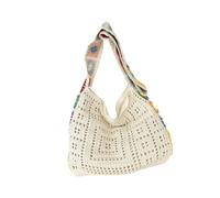 XINGLIDA Mujeres de punto Crossbody Bag Beach Bag Houl Out Bag Crochet Houl Out Bolsa de vacaciones de ganchillo Bolso de mano de flores de colores, beige, Sehen Sie sich dieses Video Jahr