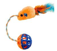 XINGLIDA Pelota multifuncional para gatos con campanas de efecto de sonido y plumas para estimulación de tiempo de juego, juguete masticable para gatos