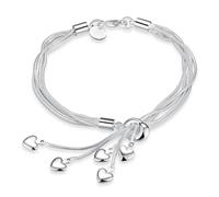XINGLIDA Pulsera de corazón de cadena multi línea para mujer, pulsera de tono plateado, boda, compromiso, fiesta, joyas, pulseras estéticas, pulseras de cuentas para mujeres