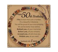 XINGLIDA Pulsera de piedra ajustable hecha a mano para todas las edades con una tarjeta de bendición y pulsera multicolor