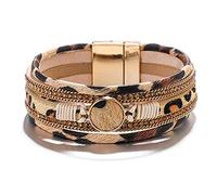 XINGLIDA Pulsera delicada y colorida para mujer, pulsera con estampado de leopardo, joyería de aniversario para mujeres y niñas, Size reference picture, Acrílico