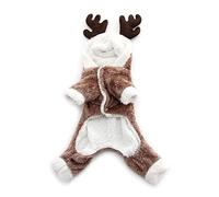 XINGLIDA Ropa de perro mascota suave felpa sudadera con capucha Navidad invierno cálido pijamas lindo alce cierre abrigos para perros pequeños