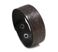 XINGLIDA Simple y novedosa pulsera ancha retro con patrón en relieve, estilo europeo y americano, para hombre, pulsera de tendencia (A#), Size reference picture, Cuero