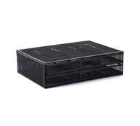 XINGLIDA Soporte para monitor con 2 cajones de almacenamiento, prácticos organizadores de escritorio de malla de metal, soporte para laptop, laptop, computadora, monitor e impresora