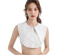 XINGLIDA Volantes Triángulo Gran Lteel False Collar Desmontable Blusa Botón Abajo Semipastor Cosecha a prueba de cosecha para mujeres camisa de cuello, Blanco, Talla única