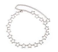Xinglongs Cinturón de cadena para mujer, europeo y americano, decoración de estrella del cielo, cadena corporal simple y versátil con pantalones vaqueros, cadena de cintura de moda, plata, Talla única