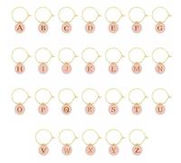 Xinglongs Dijes de vino para copas de tallo, 130 unidades, letras del alfabeto inglés, dijes de copa de vino, delicados, útiles, duraderos, etiquetas de copa de vino, marcadores para decoración de